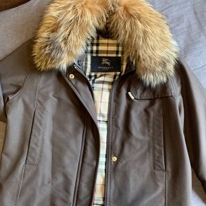 Burberry Dyed Fox Fur Trim Jacket